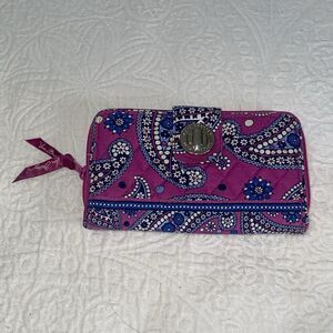Vera Bradley Turn Lock Wallet RFID Blocking Boysenberry Paisley
